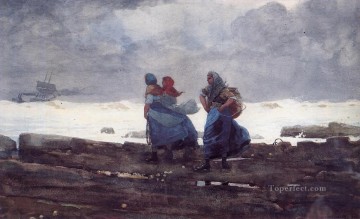  esposa Lienzo - Esposas pescadoras Winslow Homer acuarela